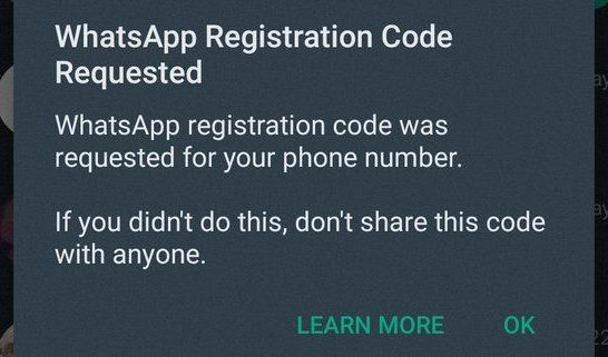 Who is trying to register my number on WhatsApp