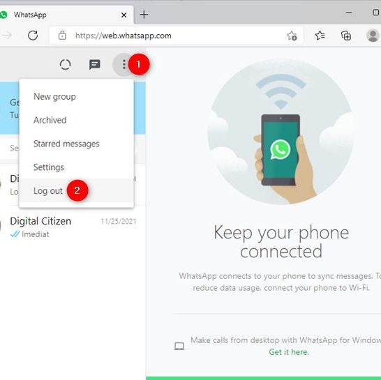 How do I disconnect WhatsApp from my computer to my phone