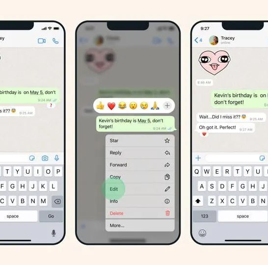 How do I edit and delete WhatsApp messages