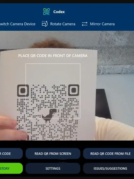 How can I scan a QR code on my PC