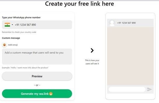 What is an example of WhatsApp profile link