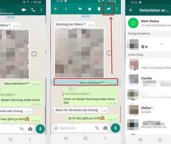 Wie leite ich einen Text in WhatsApp weiter