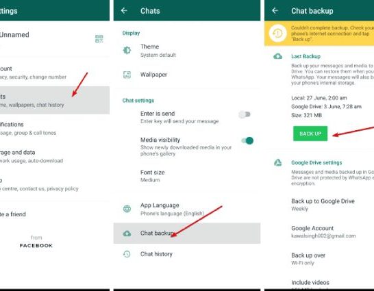 How long should WhatsApp chat backup take