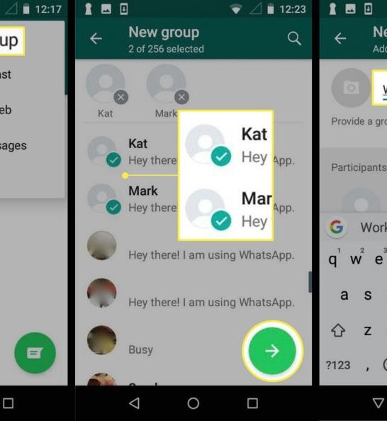 How do I create a professional group on WhatsApp