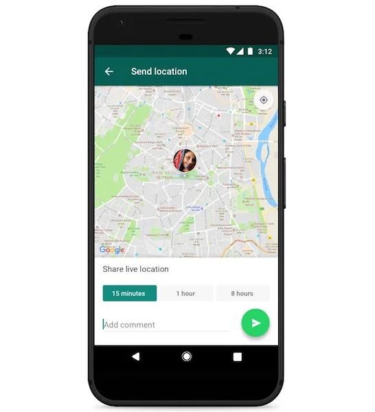 What is the validity of WhatsApp live location