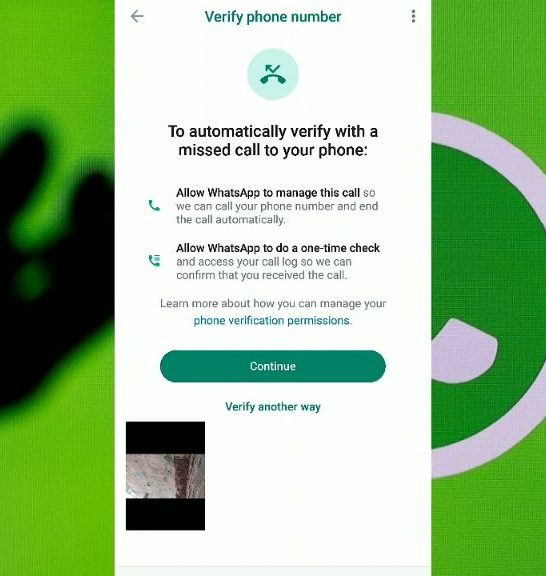 How do you automatically verify with a missed call to your phone WhatsApp