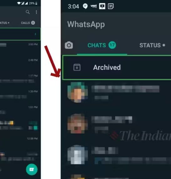 Why is WhatsApp showing archived messages on top