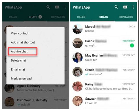 What happens when you archive a chat on WhatsApp