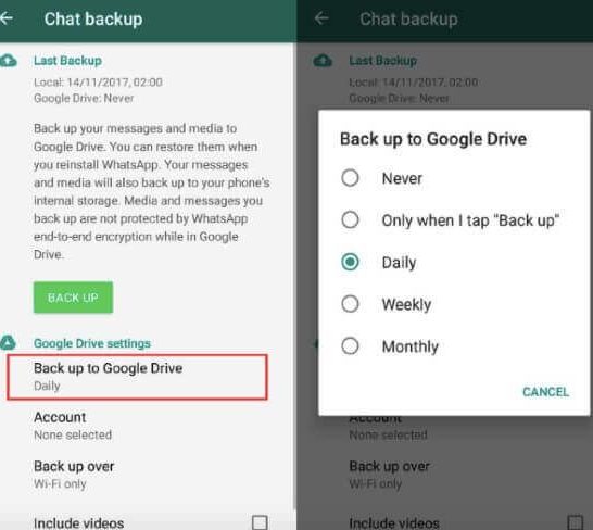 Are WhatsApp messages automatically backed up