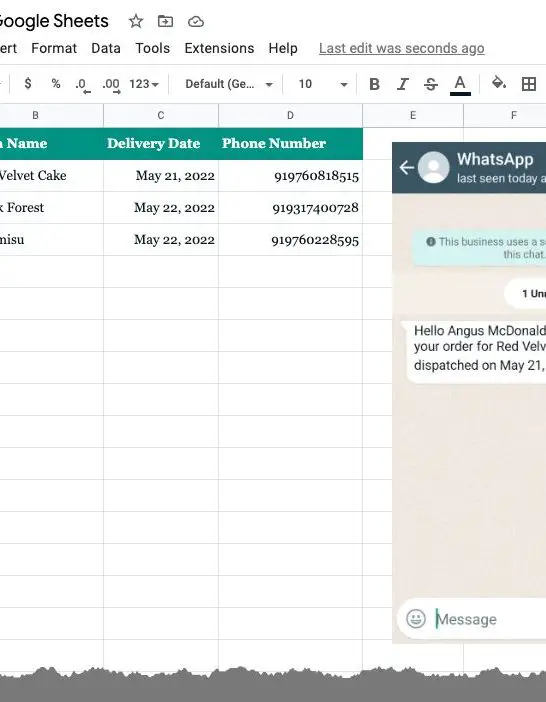 How do I use Google Sheets on WhatsApp