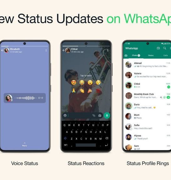 What are the features for status update in WhatsApp