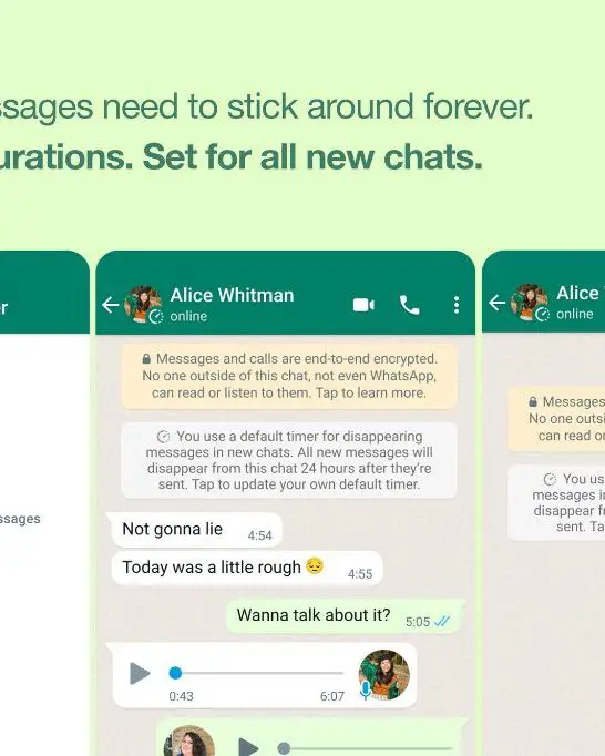 Does WhatsApp automatically turn on disappearing messages