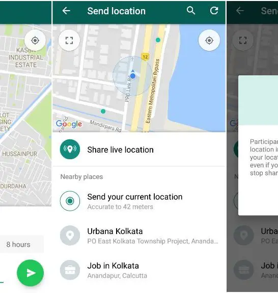 How do I share live location on WhatsApp