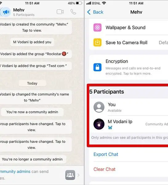 How can I see all participants in WhatsApp group