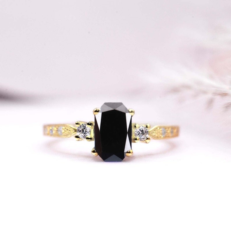 Radiant Cut Black Diamond Rings