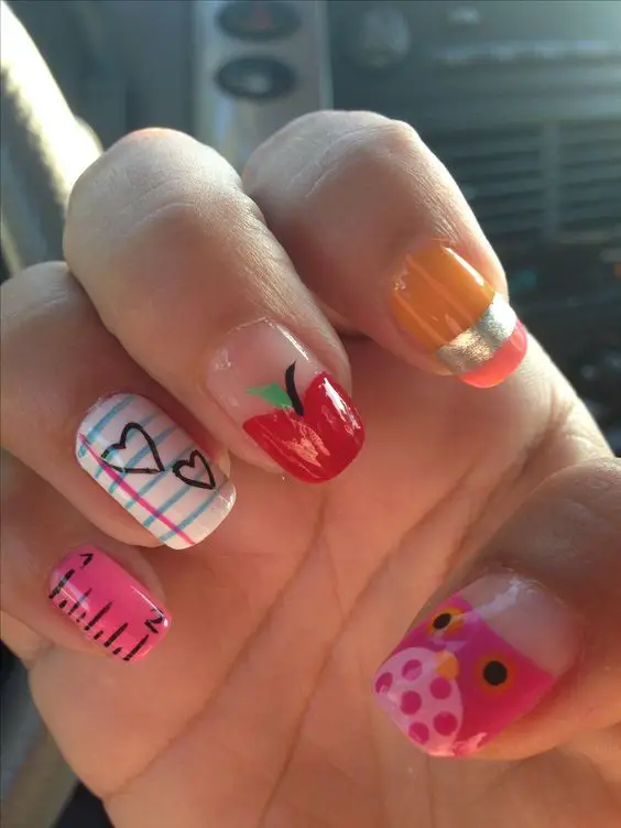 School-Themed Nail Designs