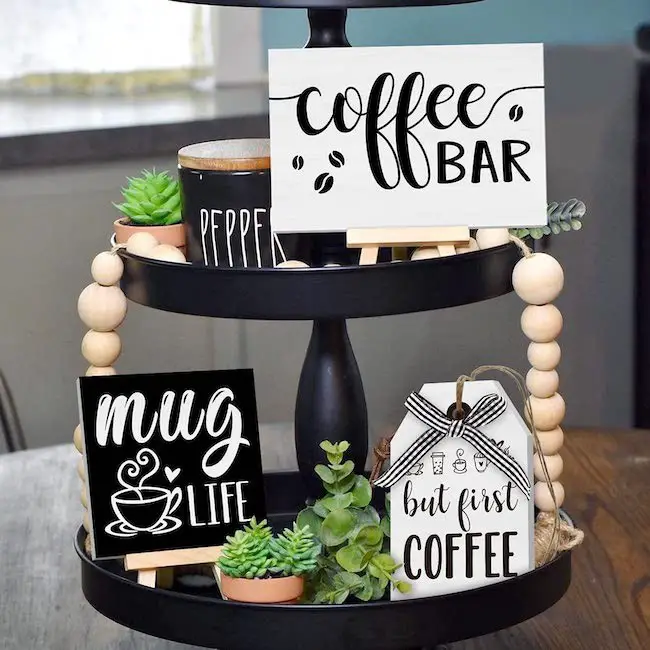 Coffee Bar Tray & Decorative Accessories