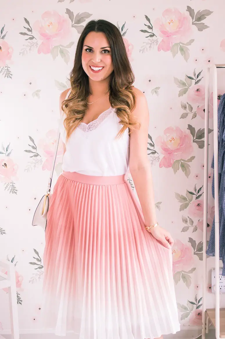 Pink Pleated Midi Skirts