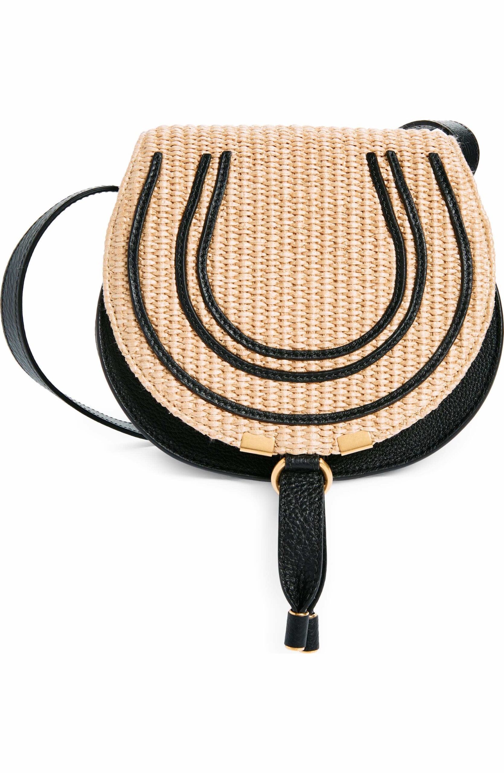 Chloé Small Marcie Raffia & Leather Crossbody Bag