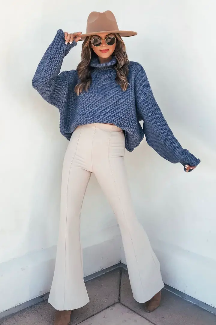 Flare Pants + Chunky Knit