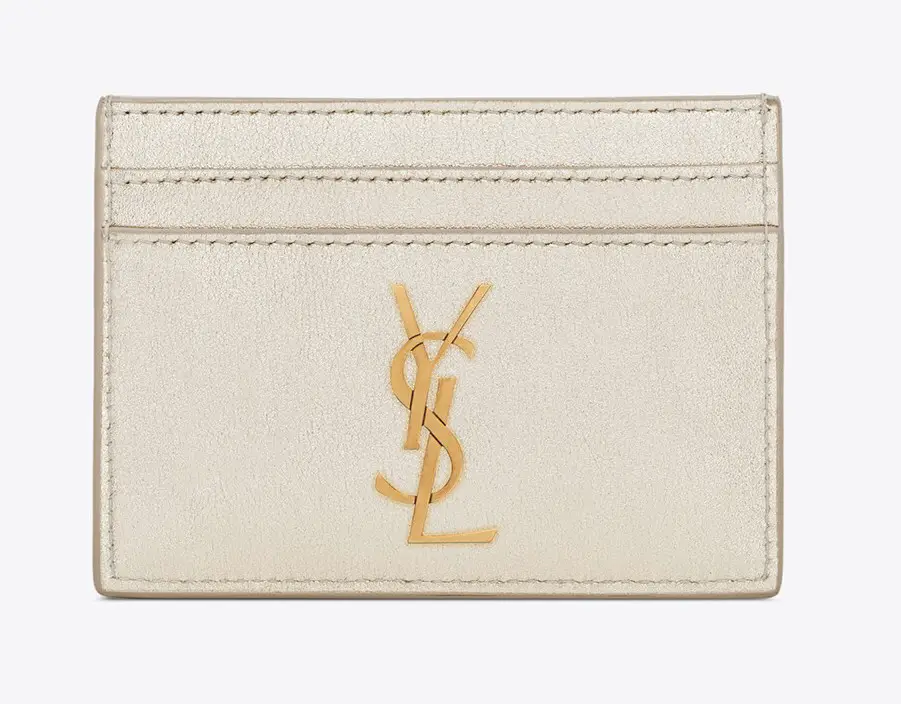 Cassandre Saint Laurent Card Case in Metallicized Leather