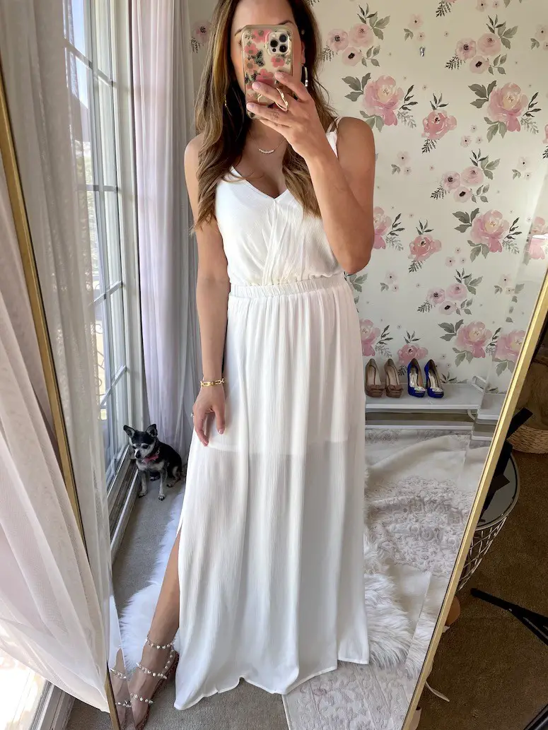 White Dress with Clear Shoes