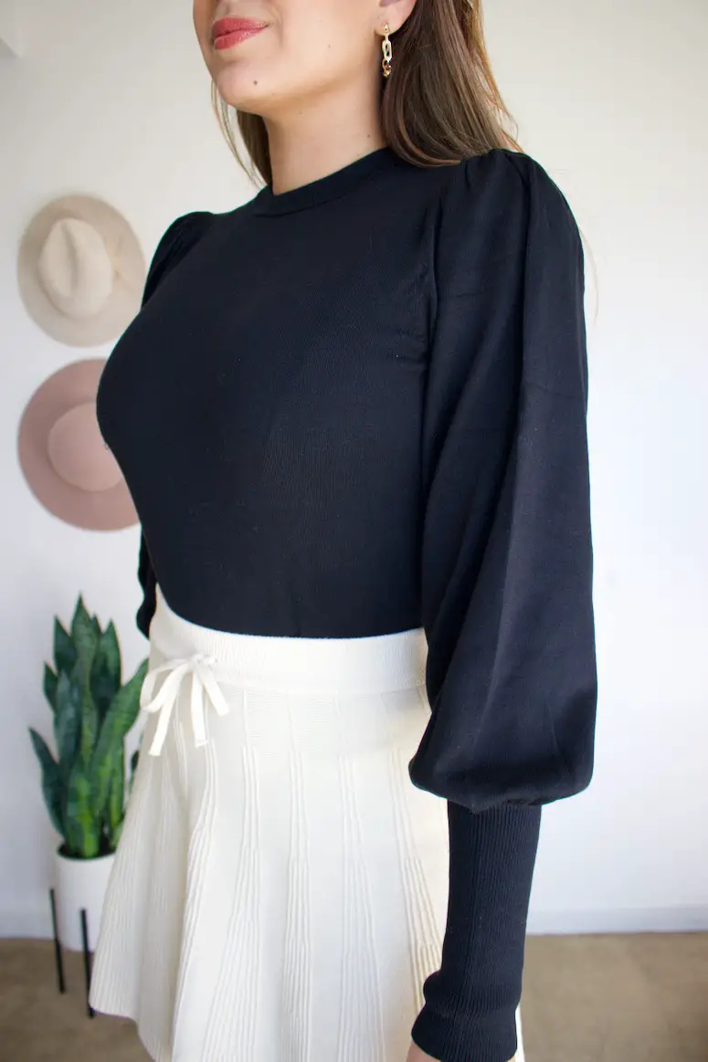 Padded Balloon-Sleeve Sweater