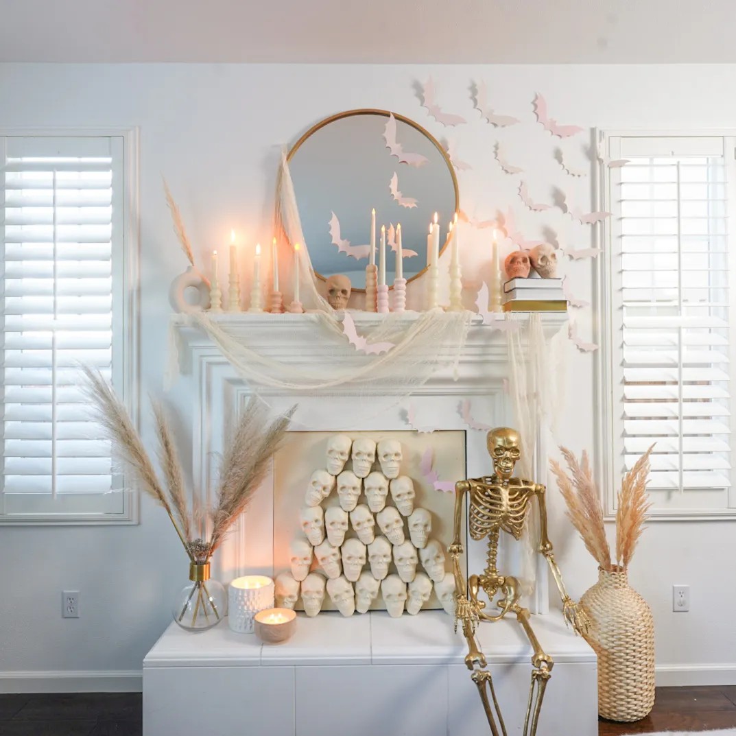 Neutral Fireplace with Skulls