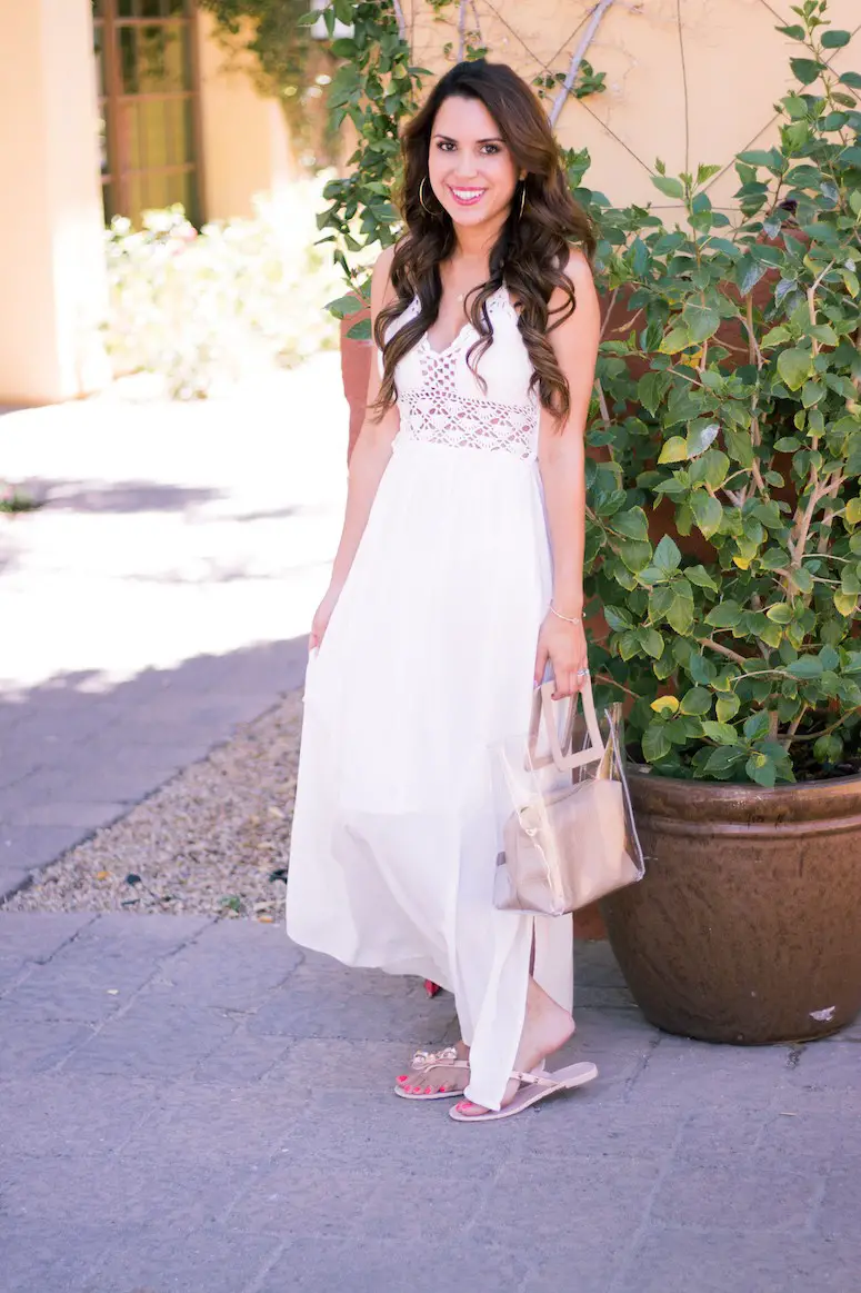 White Dress with Nude Shoes