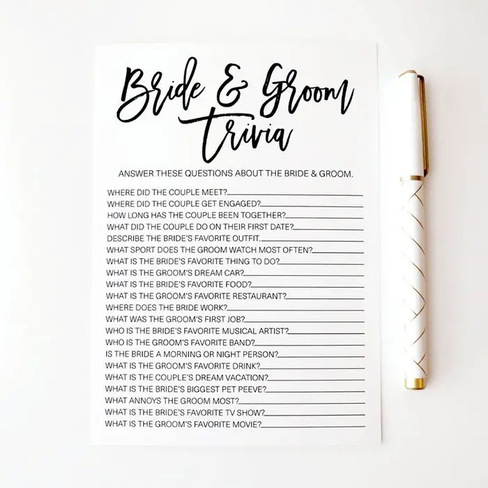 Bride and Groom Trivia...