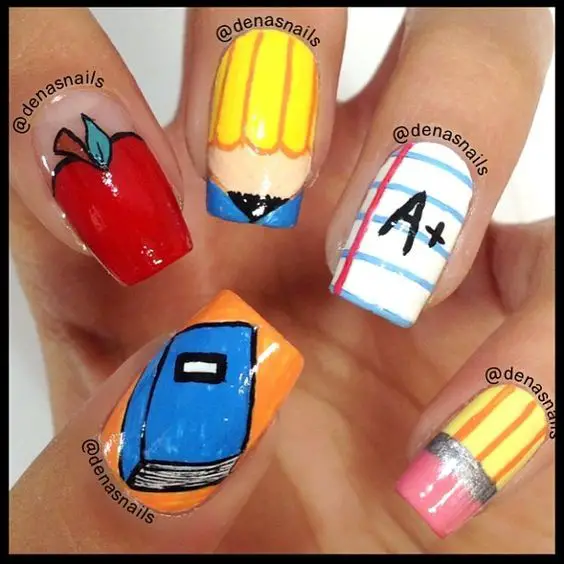 School-Themed Nail Designs