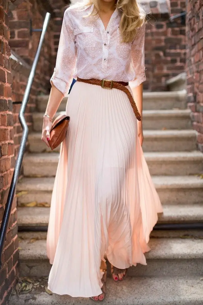 Pair Your Maxi Skirt with a Button-Down Top