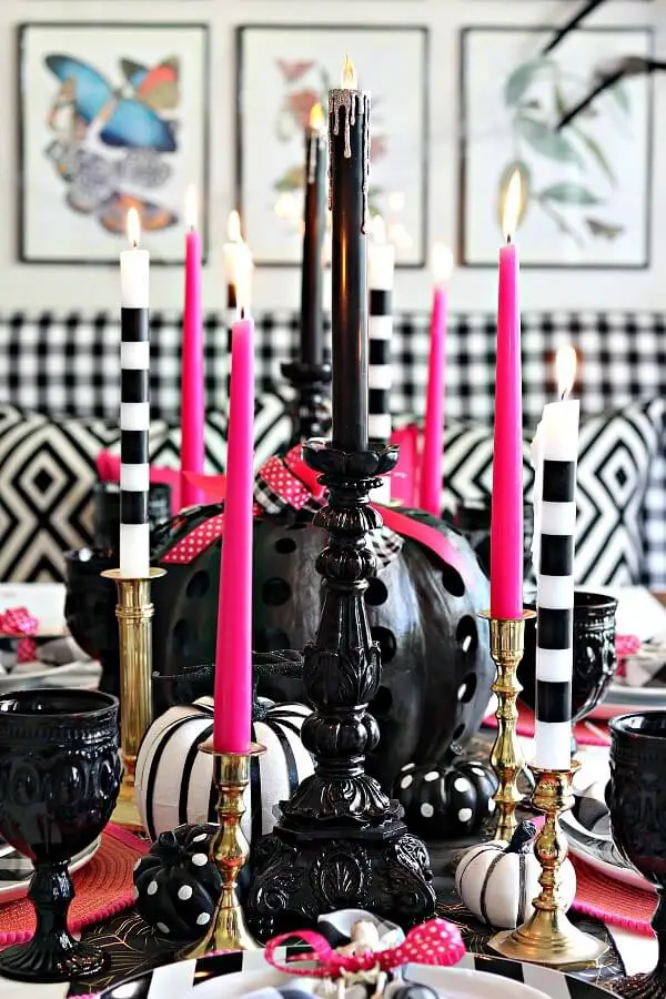 pink and black candles