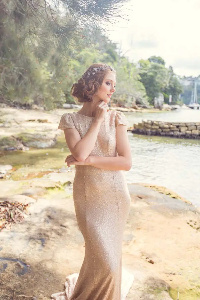 Gown, Hat & Gloves Sherry Bridal Couture / Earrings and bracelets Wendy Louise Designs