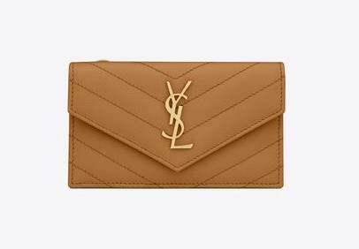 Saint Laurent Flap Card Case in Matelessé Leather