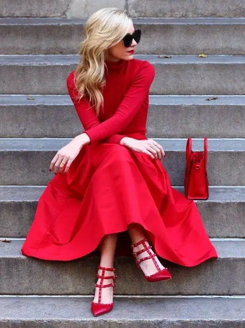 Wearing Red from Head to Toe