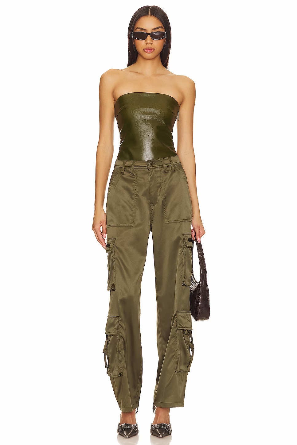 Styling satin cargo pants