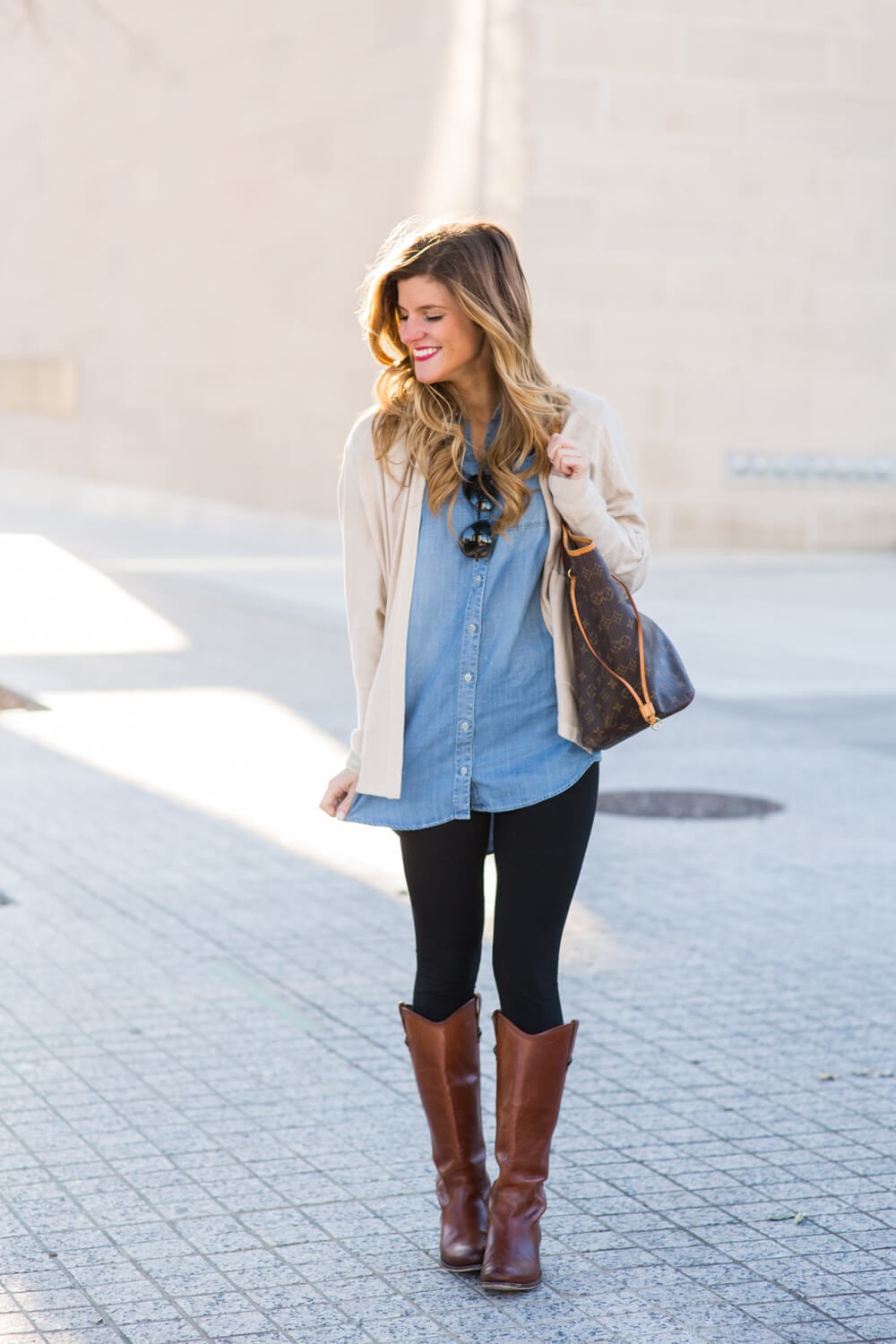 Pair Chambray Shirts with Leggings