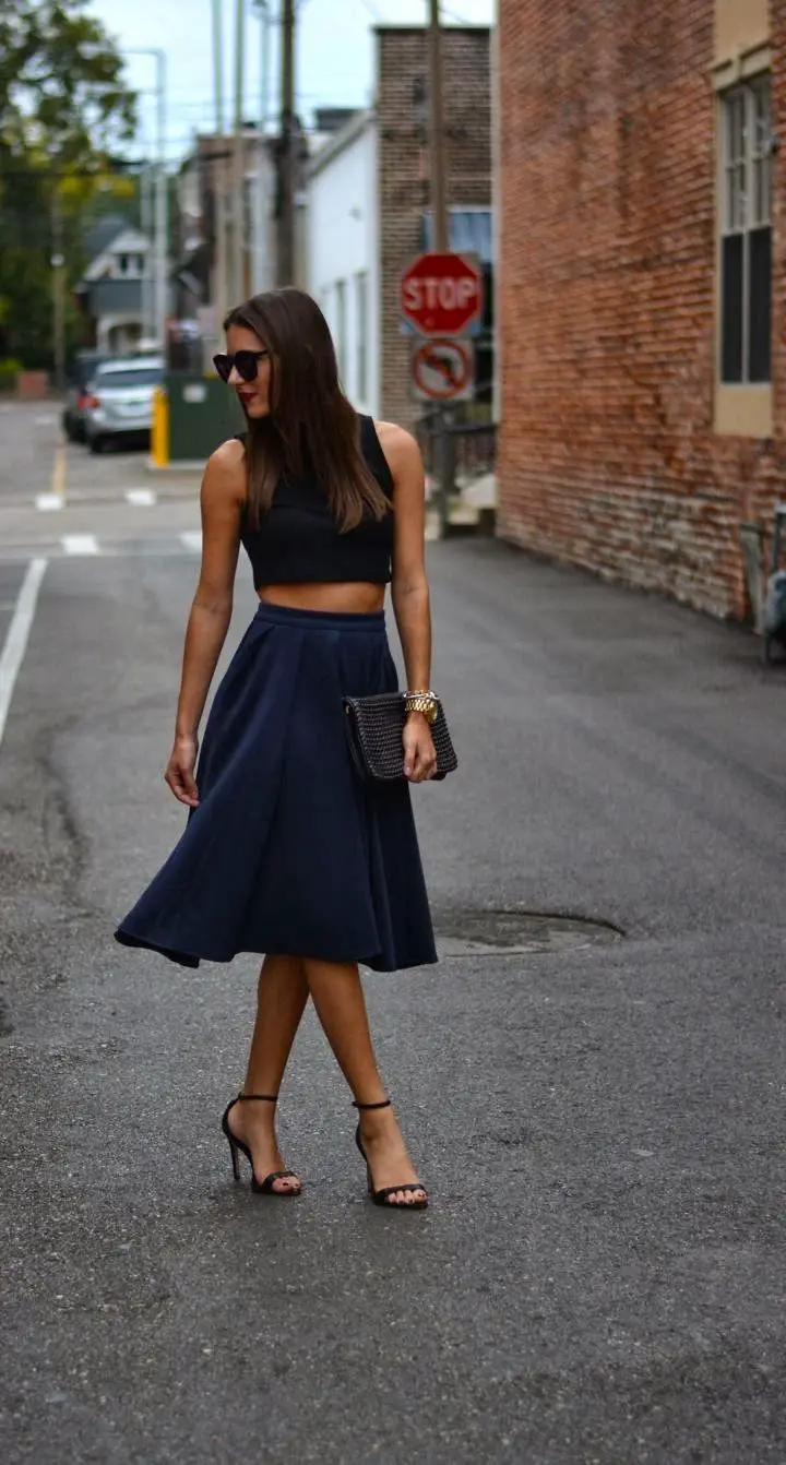 Try a Girly Pink Midi Skirt with a Bodysuit