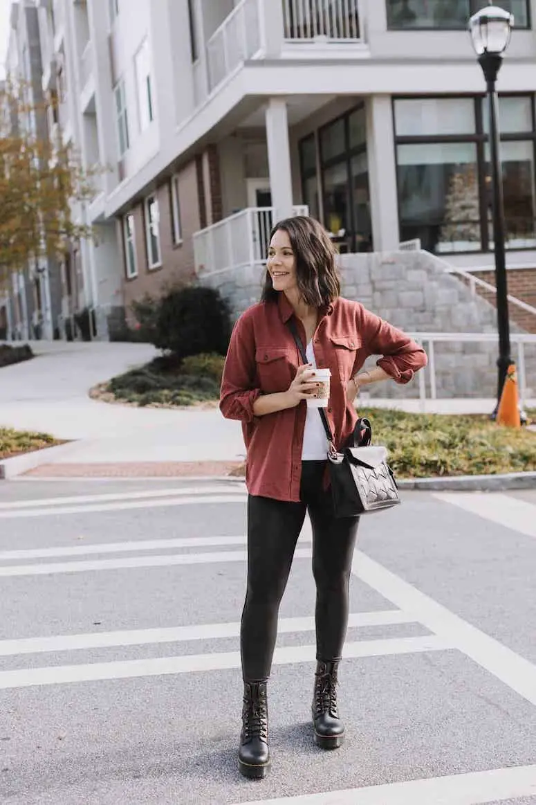 The Obvious One: Combat Boots Outfits with Leggings