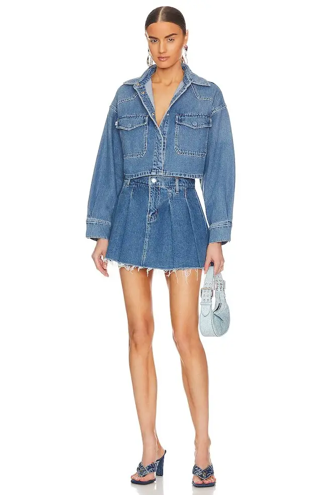 dENIM jACKET WITH A DENIM MINI SKIRT