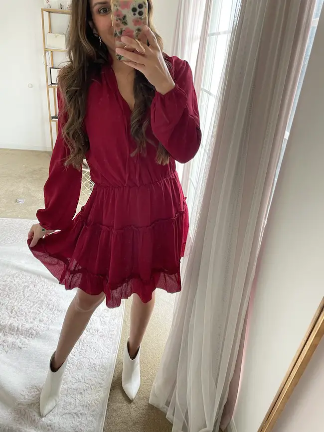 DOKOTOO LONGSLEEVE SHORT RUFFLE DRESS